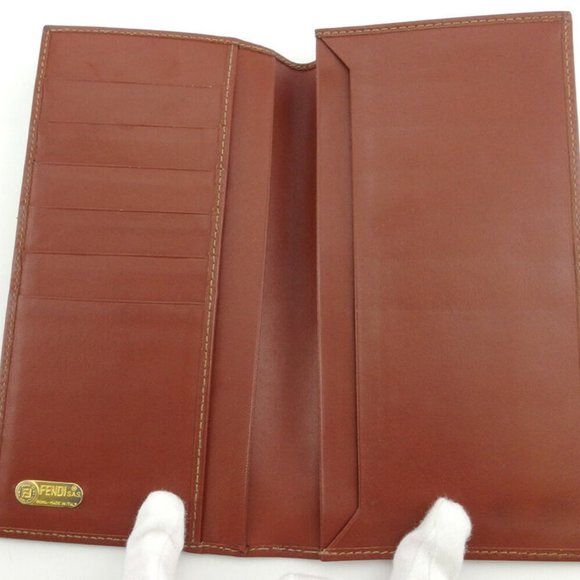 Authentic FENDI length wallet pecan beige PVC �~ leather Auth used - Picture 5 of 9